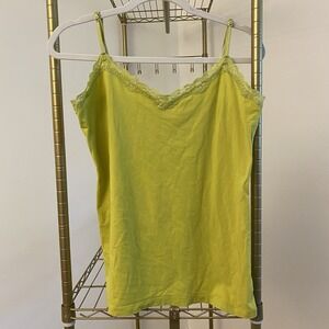 Women Tank Top Old Navy Green Y2K 2014 Lace Camisole L Bella Stretch Adjustable